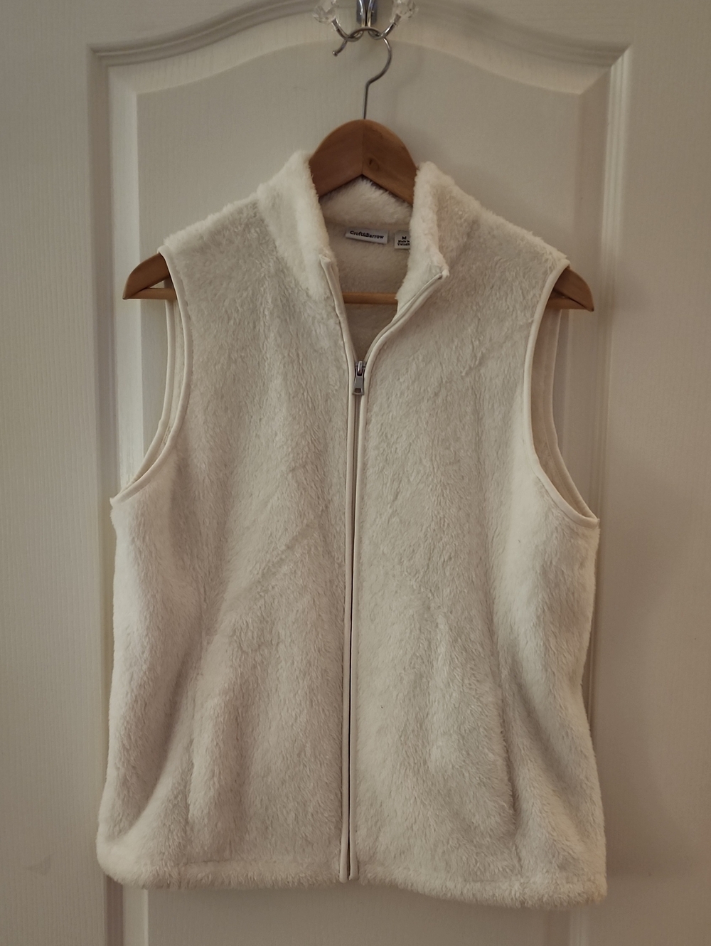 croft & barrow Cream Faux Fur Zip-Front Vest
